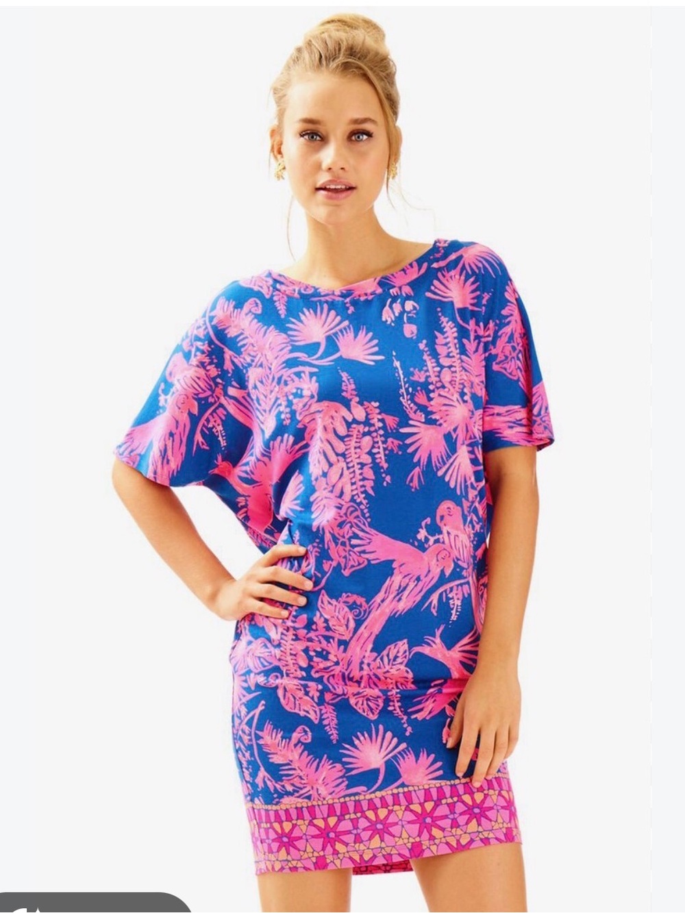 Lilly Pulitzer Blue & Pink Tropical Shift Swim Coverup